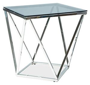 Dizajnový odkladací stolík SULO - sklo / strieborný