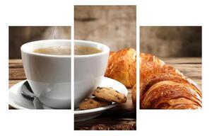 Obraz šálky kávy a croissantu (90x60 cm)