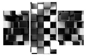 Abstraktný čiernobiely obraz - kocky (90x60 cm)
