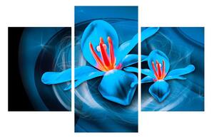 Moderný modrý obraz kvetov (90x60 cm)