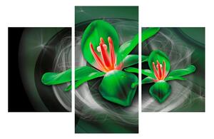 Moderný zelený obraz kvetov (90x60 cm)