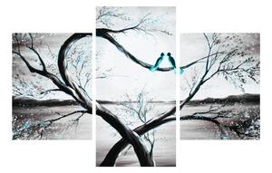 Obraz dvoch vtákov na strome (90x60 cm)