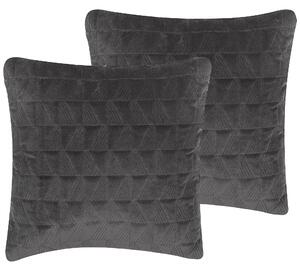 Sada 2 dekoratívnych vankúšov sivá bavlna geometrický vzor ​​45 x 45 cm minimalistický moderný štýl doplnky