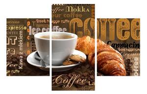 Obraz šálky kávy a croissantov (90x60 cm)