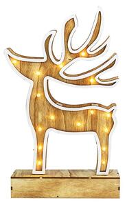 ACA Lighting LED vianočné dekoračná drevený sob 33 cm, teplá biela, 16 LED, 2x batérie AAA, IP20