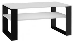 Konferenčný stolík s poličkou LAUREN 2 - biely / čierny