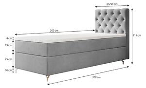 Čalúnená posteľ 80x200 ADRIA - svetlo šedá