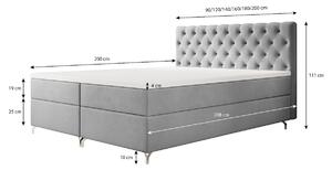 Čalúnená posteľ 200x200 ADRIA COMFORT s úložným priestorom - šedá