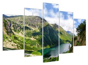 Obraz horskej krajiny s jazerom (150x105 cm)