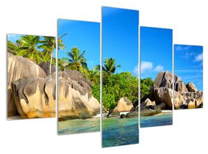 Obraz morskej pláže s palmami (150x105 cm)