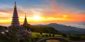 Obraz ranný východ slnka nad Thajskom