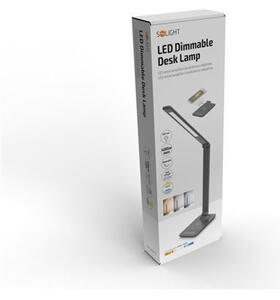 SOLIGHT LED stmievateľná lampička s bezdrôtovým nabíjaním 10+10W, zmena chromatickosti, sivá