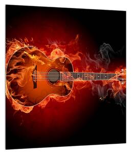 Obraz gitary v ohni (30x30 cm)