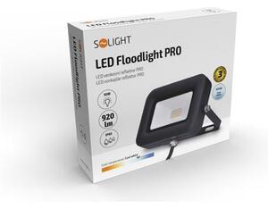 SOLIGHT LED reflektor PRO 10W/230V/850Lm/5000K/120°/IP65, čierny