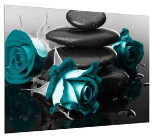 Obraz modrých ruží (70x50 cm)