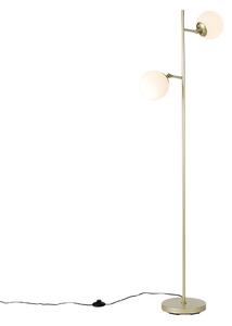 Inteligentná stojaca lampa zlatá s mliečnym sklom vrátane 2 Wifi P45 - Pallon