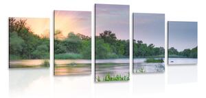 5-dielny obraz východ slnka pri rieke