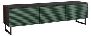 TV stolík na nôžkach OVERTON - 150 cm, čierny grafit / zelený