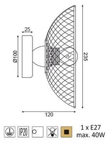 ACA DECOR Nástenné svietidlo KOBE max. 40W/E27/230V/IP20