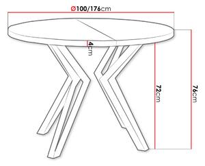 Okrúhly rozkladací jedálenský stôl HILLSBORO - čierny / mramor bianco