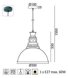 ACA DECOR Závesné svietidlo NEVADA, priemer 35 cm
