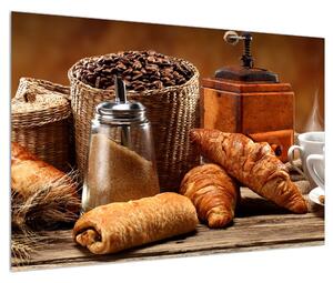 Obraz croissantov a kávy (90x60 cm)