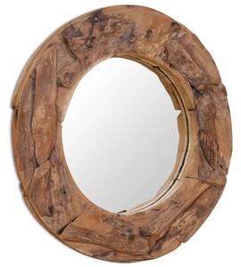 Dekoratívne zrkadlo z teakového dreva, 80 cm, okrúhle