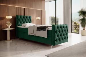 Čalúnená posteľ 90x200 ADRIA PLUS s úložným priestorom - pravá, zelená