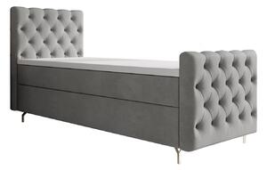 Čalúnená posteľ 90x200 ADRIA PLUS s úložným priestorom - pravá, svetlo šedá