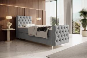 Čalúnená posteľ 90x200 ADRIA PLUS s úložným priestorom - pravá, svetlo šedá