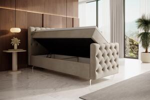 Čalúnená posteľ 90x200 ADRIA PLUS s úložným priestorom - ľavá, béžová