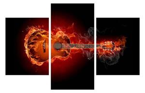 Obraz gitary v ohni (90x60 cm)