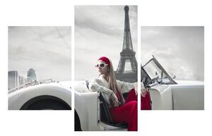 Obraz Eiffelovej veže a auta (90x60 cm)