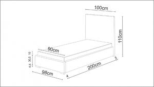 Jednolôžková posteľ 90x200 FLEK 1 - čierna