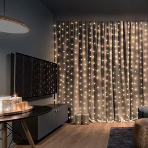 SOLIGHT LED vianočný záves okenný, strieborný, 300x mini LED, 1,2x1,5m, časovač, 8 funkcií, USB, IP20