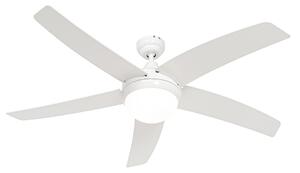 Inteligentný stropný ventilátor biely s drevenou potlačou 132 cm vrátane LED stmievateľného s diaľkovým ovládaním - Cool