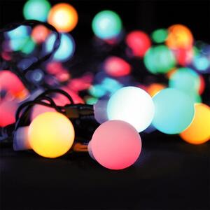 SOLIGHT LED 2v1 vonkajšia vianočná reťaz, guľa, diaľkový ovládač, 100LED, RGB+biela, 10m+5m, 8 funkcií