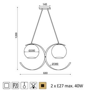 ACA DECOR Závesné svietidlo IPARELLE max. 2x40W/E27/230V/IP20