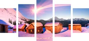 5-dielny obraz zasnežená horská dedinka