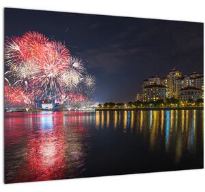 Obraz ohňostroja v Singapure (70x50 cm)