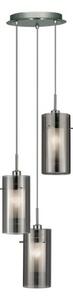 Závesná lampa Duo 2 dymové sklo/chróm okrúhla 3-pl