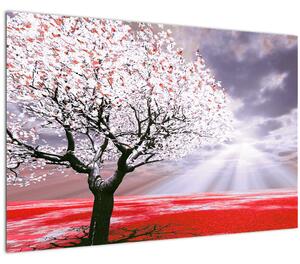 Červený obraz stromu (90x60 cm)