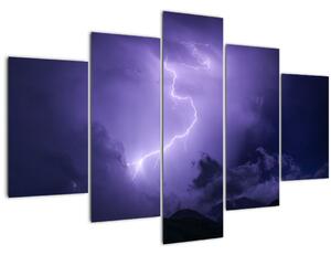 Obraz - fialová obloha a blesk (150x105 cm)