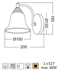 ACA DECOR Nástenné svietidlo MOBY max. 60W/E27/230V/IP20