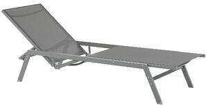 Záhradné ležadlo sivé látkové sedadlo oceľový rám nastaviteľné operadlo UV odolný vonkajší nábytok
