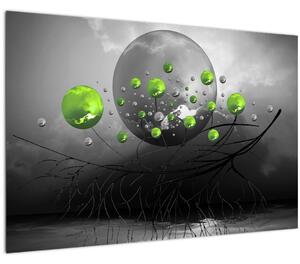 Obraz zelených abstraktných gulí (90x60 cm)