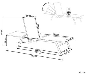 Záhradné ležadlo sivé látkové sedadlo oceľový rám nastaviteľné operadlo UV odolný vonkajší nábytok