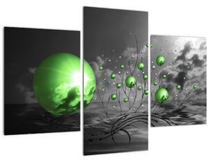 Obraz zelených abstraktných gulí (90x60 cm)