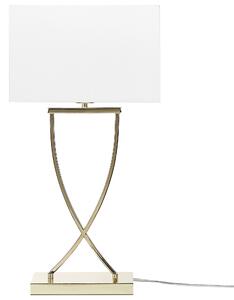 Stolná lampa zlatá kovová 62 cm biele látkové tienidlo obdĺžniková moderná obývacia izba