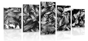 5-dielny obraz retro ťahy kvetov v čiernobielom prevedení